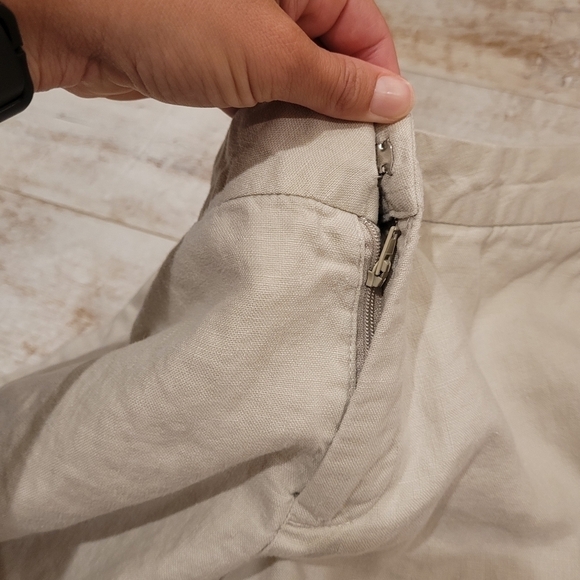 Old Navy Women's Linen Beige Wide Leg Crop Pants Size 10 - Picture 5 of 6